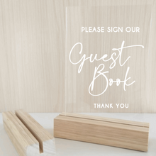 Load image into Gallery viewer, A5 Acrylic Table Sign - Simple Guest Book Silver Belle Design
